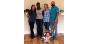  St. Marks Road lottery; Cassandra Romiza, Eugenie Smith, Maria & Renato Melo with baby Maxwell!   